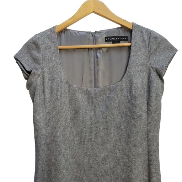 Ralph Lauren Black Label Cashmere Bl Sheath Dress Sparkly Gray Scoop Neck Sz 4 - Picture 2 of 10